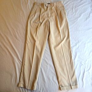 Callaway Tan Golf Pants 34 x 34 Pima Cotton Blend Pleat Front Cuffed Hem